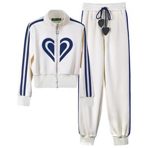 여성 와이드 팬츠 봄가을 투피스 캐주얼 트레이닝복 자켓 코트 세트