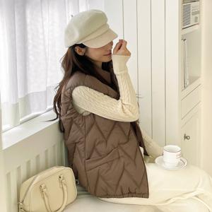 여성 웰론 경량 패딩조끼 퀄팅 패딩조끼 겨울 베스트