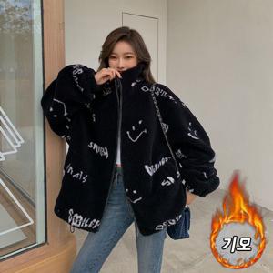 가을겨울 캐주얼 루즈핏 플리스 집업점퍼 빅사이즈 여성자켓 아우터