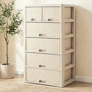 코디 양면 라탄 베이지 스마일 5단 서랍장 수납장