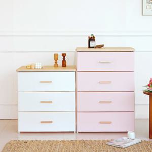 모나코 우드 상판 서랍장 3단 골드 손잡이 디자인 와이드 플라스틱 인테리어 수납 정리함