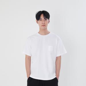 네오플레인 남자 무지 주머니 반팔 오버핏 티셔츠 20수 코튼 면티 레이어드 흰색티 이너티