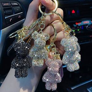 블링블링 예쁜 고급 크리스탈 큐빅 곰돌이 캐릭터 인형 스트랩 키링 자동차 키체인 가방 열쇠 고리