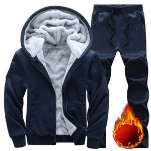 기모 트레이닝세트 따뜻한 겨울 두꺼운 겨울 남성 후드 집업 자켓 코트 밴딩 팬츠 아우터 상하의 D88U