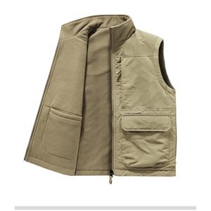 KNMAT 스타일리쉬한 가을 겨울 남성 코트 양면 기모 조끼 다용도 포켓 카고 낚시 조끼