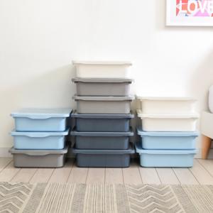 레브 리빙박스 M/L 2P 투명뚜껑 옷 수납 펜트리 정리함 장난감 팬트리 보관함 학습지 수납함