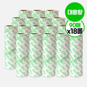 QUQU 사선컷팅 돌돌이 테이프클리너 대용량 리필 18롤 타사호환 먼지제거 롤러 청소테이프