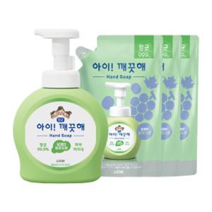아이깨끗해 핸드워시 청포도향 용기 490ml 용기 1개+450ml 리필 3개