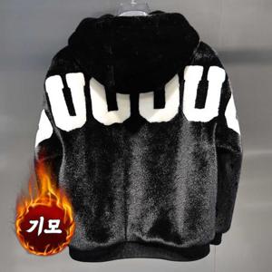 남성 겨울 밍크털 후드집업 캐주얼 자켓 방한점퍼 밍크패딩 숏패딩