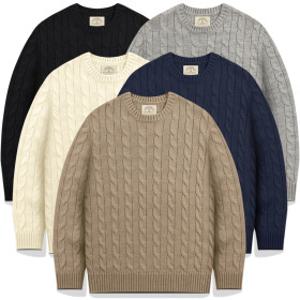 남자 꽈배기 니트 라운드넥 가을 겨울 남성 스웨터 골지 케이블 울 니트티 오버핏 빅사이즈 M~3XL