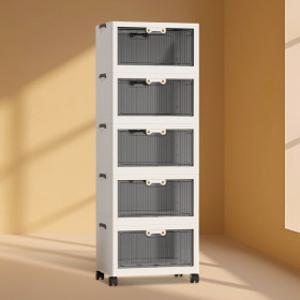 투명오픈형 접이식 폴딩 리빙 박스 대형 5단 70L x 5 다용도 옷 이불 수납 정리함 캠핑 박스