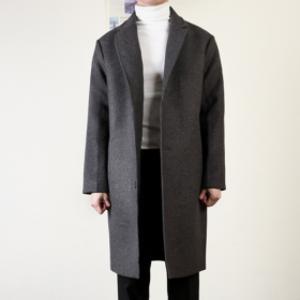 남자 싱글 롱코트 울 겨울 모직 발마칸 오버핏 30대 40대 블랙 그레이 차콜_MMCO01-1