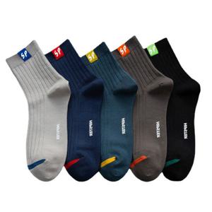 5켤레 남성 중목 양말 세트 면 골지 봄 가을 캐주얼 패션 남자 양말 ODM-SOCKS13
