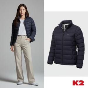 1. 백화점 출고 K2 구스 다운 여성 경량 부스트 베이직 라이트 퀼팅 네이비 숏 패딩 자켓 점퍼