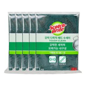 3M 강력 다목적 패드 수세미 (대형) 5매 15cm x 23cm 주방 설겆이 다목적 AL-345