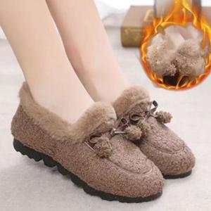 따뜻한 여성 퍼 방한 슈즈 단화 로퍼 겨울신발 모카신