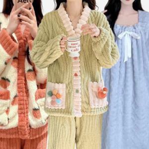 따뜻 포근한 겨울 수면 잠옷 모음전 극세사 상하세트 원피스 겨울 홈웨어