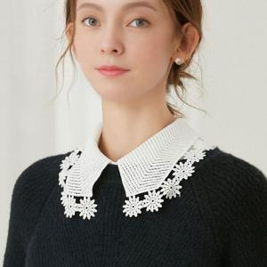 페이크 카라 넥케이프 레이스 레이어드 프릴 이너 블라우스 목카라 탈부착 셔츠