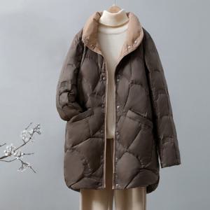 J2K 오리털 자켓 간절기 여성 경량패딩 보온 배색 카라 코트