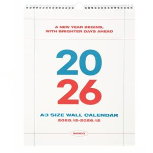 J2K 2026 심플 A3 벽걸이 달력 대형 캘린더