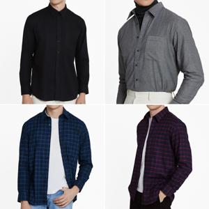어반트 구김없는 기모 플란넬 스탠다드카라 긴팔 셔츠