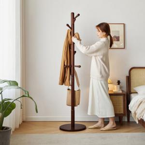 OMBRY 스탠드 옷걸이 원목 원판형 10구 방울형 행거 트리