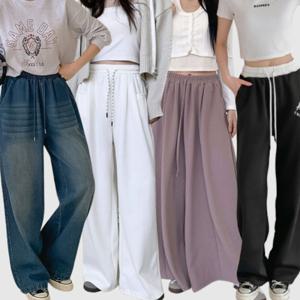 여성 기모 겨울 밴딩 바지 와이드 팬츠 트레이닝 빅사이즈 조거 면 골덴 코듀로이 벌룬 핀턱 절개