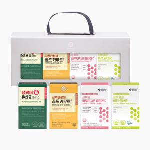 건강기능식품 버라이어티 선물세트 (당케어유산균/골드카무트효소/글루타치온콜라겐/비건유산균 각 30입)