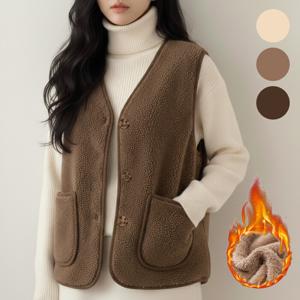 (겨울보온) 따듯한 여성 뽀글이 융털 조끼 패션조끼 이너조끼
