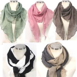 국내제작 삼각 무지 롱스카프 머플러 면 심플 우아함 남성 여성