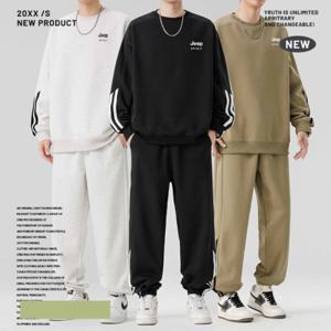 지프 JEEP SPIRIT 남자 봄 신상 라운드 맨투맨 세트 트레이닝 세트 아메리칸 맨투맨 긴바지 남성복 투피스