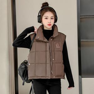 여성 루즈핏 기본 다운 패딩 베스트 민소매 집업 캐주얼 패딩 조끼