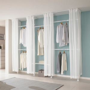 6단 커튼 폭조절 선반 행거 EO-S416W 드레스룸 옷 수납