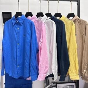 폴 로 랄 프 로 렌 클래식 자수 리넨 면 긴팔 셔츠 유니 셔츠