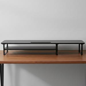 플레이기어 2단 듀얼 스마트 모니터받침대 1000mm 우드 원목 서랍 받침 선반 대형