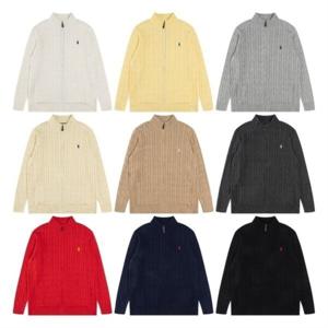 폴 로 클래식 자수 풀집업 니트 트위드 카디건