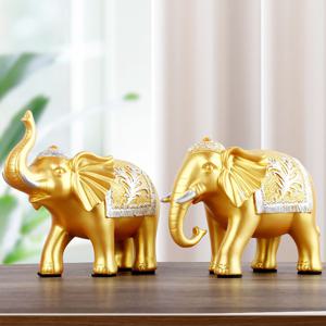 1+1 2개입 골드 코끼리 조각상 행운 풍수 장식 소품 인테리어