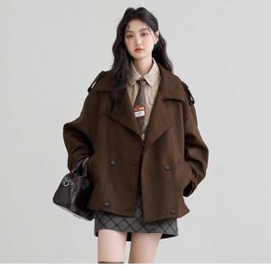 여성 겨울 카라넥 롱 코트 울혼방 카라넥 루즈핏