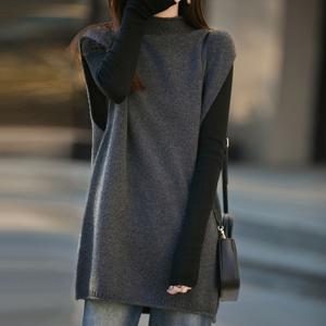 여자 반폴라 니트 조끼 베스트 겨울 조끼