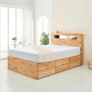 참죽 원목 벙커 서랍 조명헤드 평상형 2단 수납 침대 킹