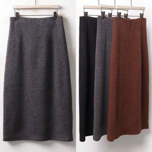 빅사이즈 쭉쭉 니트 롱 스커트 WW3778 스판 치마 가을옷