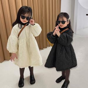 [엠케이] 꽃누빔 벌룬소매 여아 롱 패딩점퍼 205501