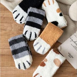 수면양말 겨울 발 양말 극세사 고양이 D11392 수면