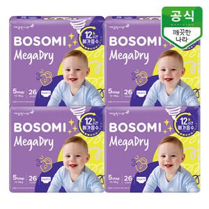 보솜이 메가드라이 팬티 기저귀 공용 특대형 26개입 x 4팩