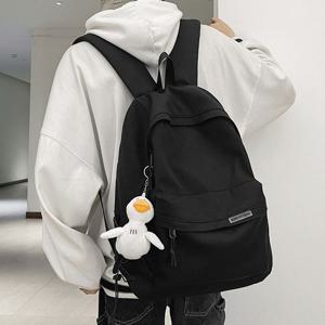 데일리 대학생 책 가방 무지 백팩 키링 세트 블랙
