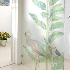 아트박스/꾸밈 ih738_m-무점착유리시트_트로피칼플라밍고_유리문