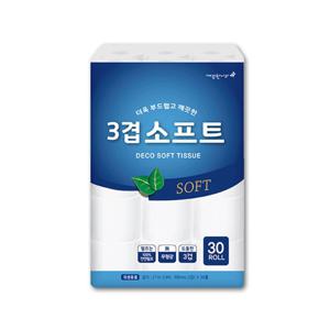 아트박스/오피스큐 깨끗한나라 3겹 데코 소프트 화장지 30롤X27M