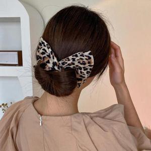 아트박스/홀리지 써겐 호피무늬 똥머리 넓은 리본 헤어밴드