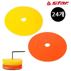 스타스포츠 훈련용 마커 고무 라운드 세트 (노랑.주황 각12개) (총24개입) (EARM500) 훈련용품 접시콘 축구 축구마커 칼라콘