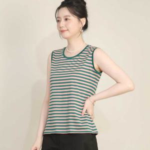 [애비뉴투지]실켓면 혼방 스트라이프 여름 나시 티셔츠 A09507